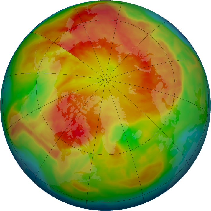 Arctic ozone map for 08 March 2013